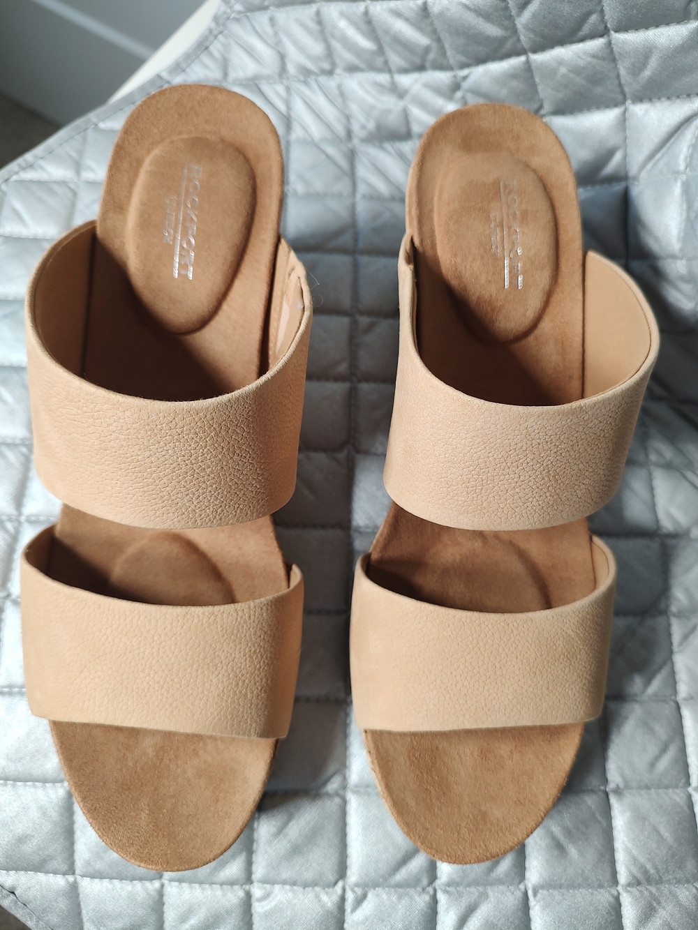 Women’s Rockport Double Strap Slide Sandals in Nude Comfort